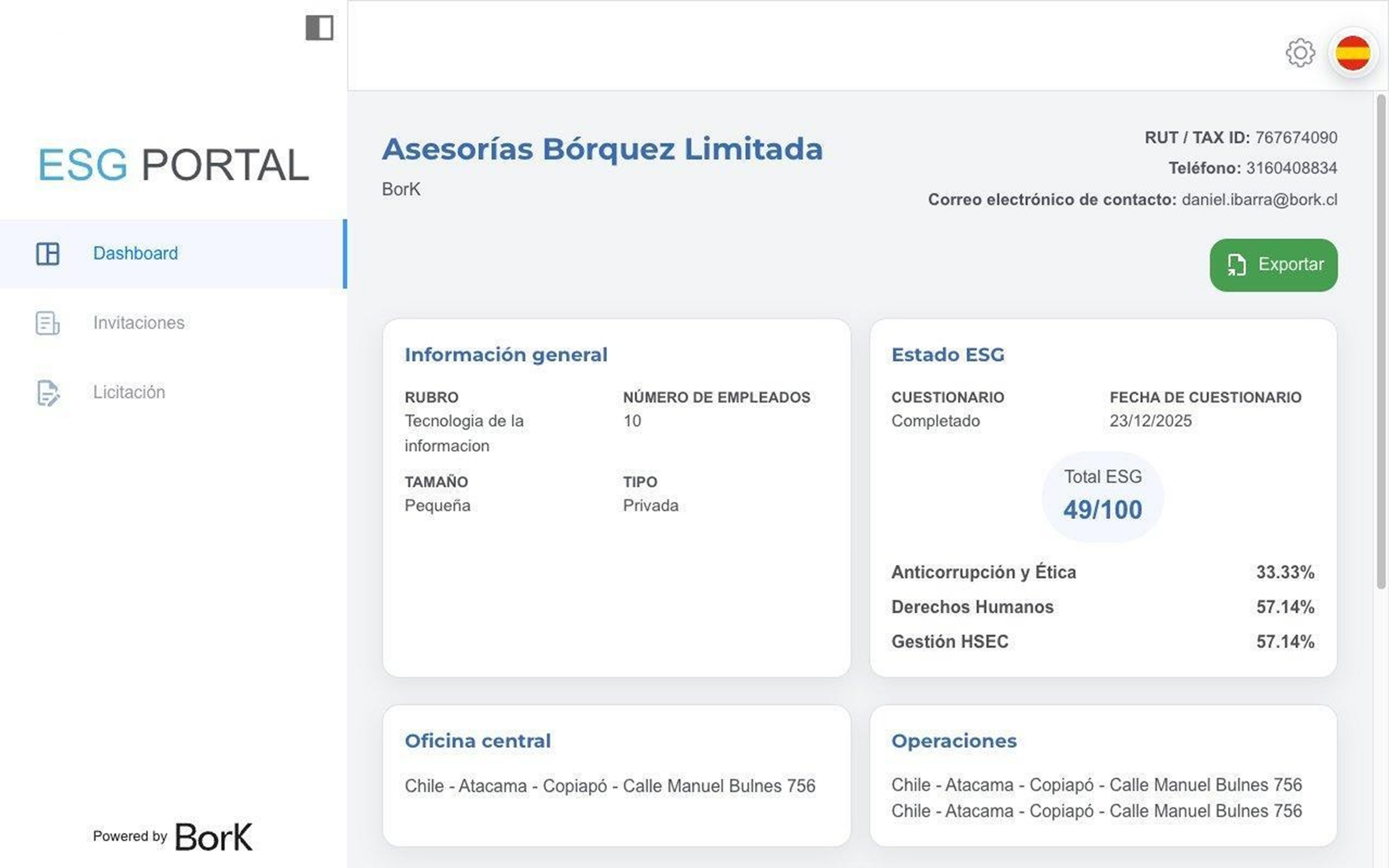 Detalle Proveedor ESG